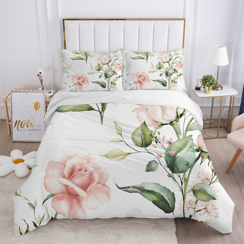 Aesthetic Floral Duvet Cover - Flor rústica branco conjunto de cama