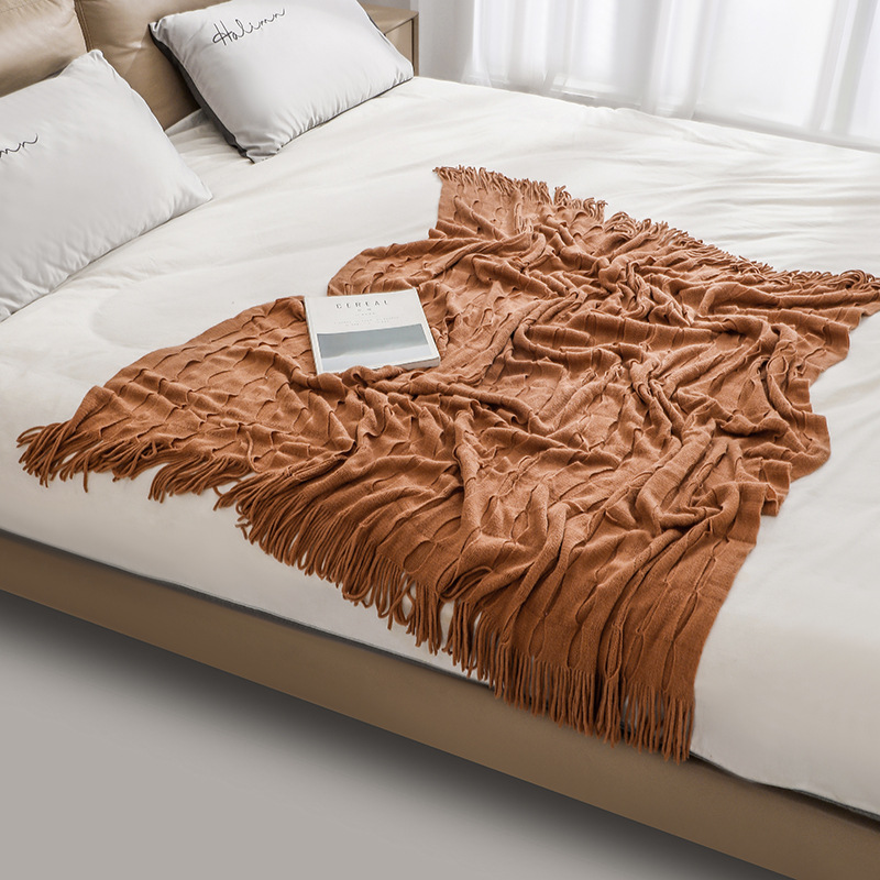 Boho Throw Blanket Fringe - Nova Manta de Sofá de Tricô