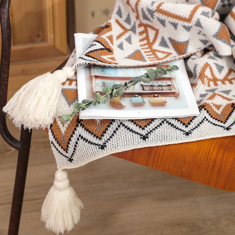 Boho Throw Blanket Fringe - Manta Boho Sudoeste com Franjas, Padrão