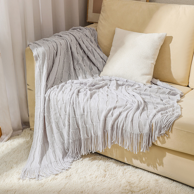 Nova Manta de Sofá de Tricô co - Boho Throw Blanket Fringe avaliação e preço