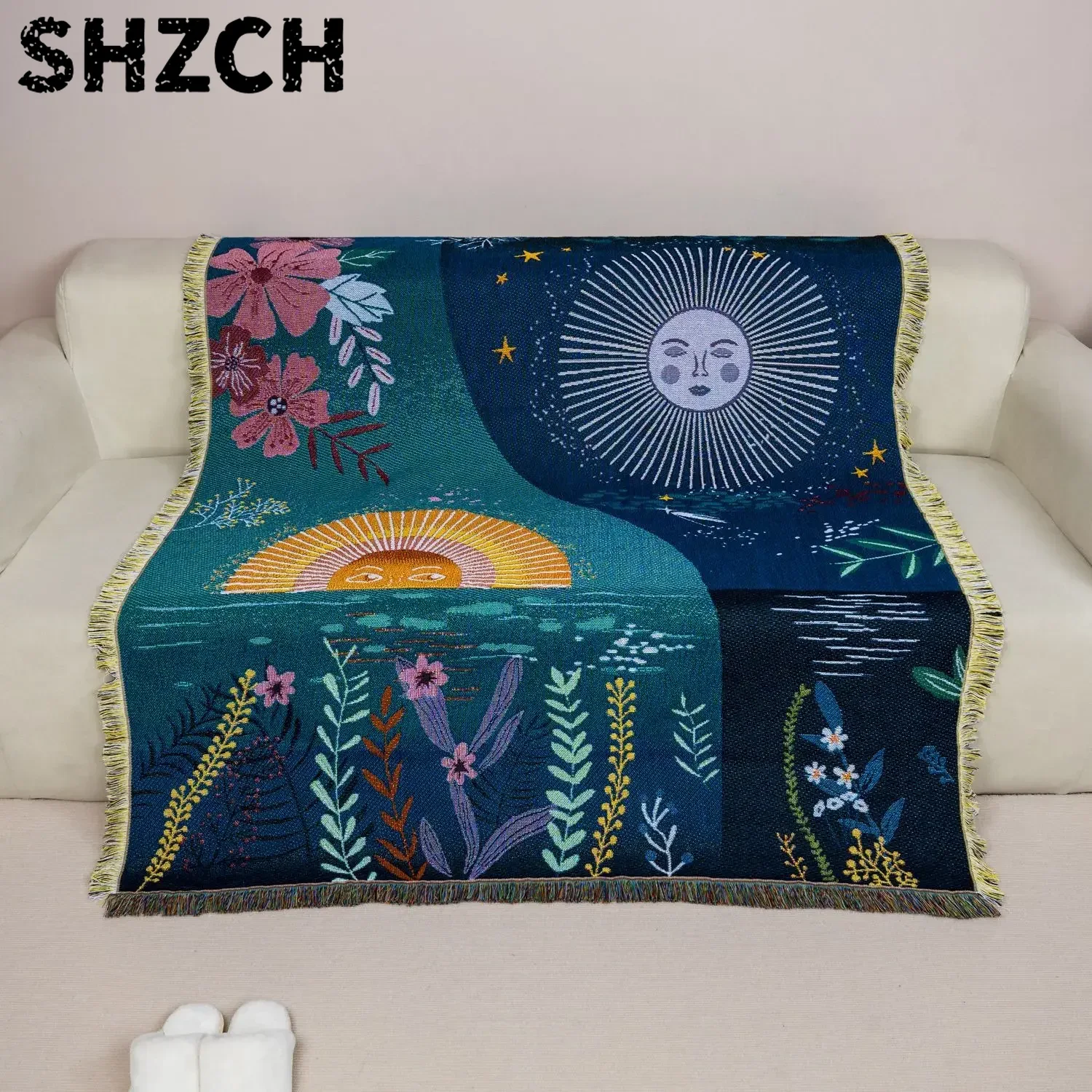 Tapeçaria tecida com motivos d - Boho Throw Blanket Fringe avaliação e preço