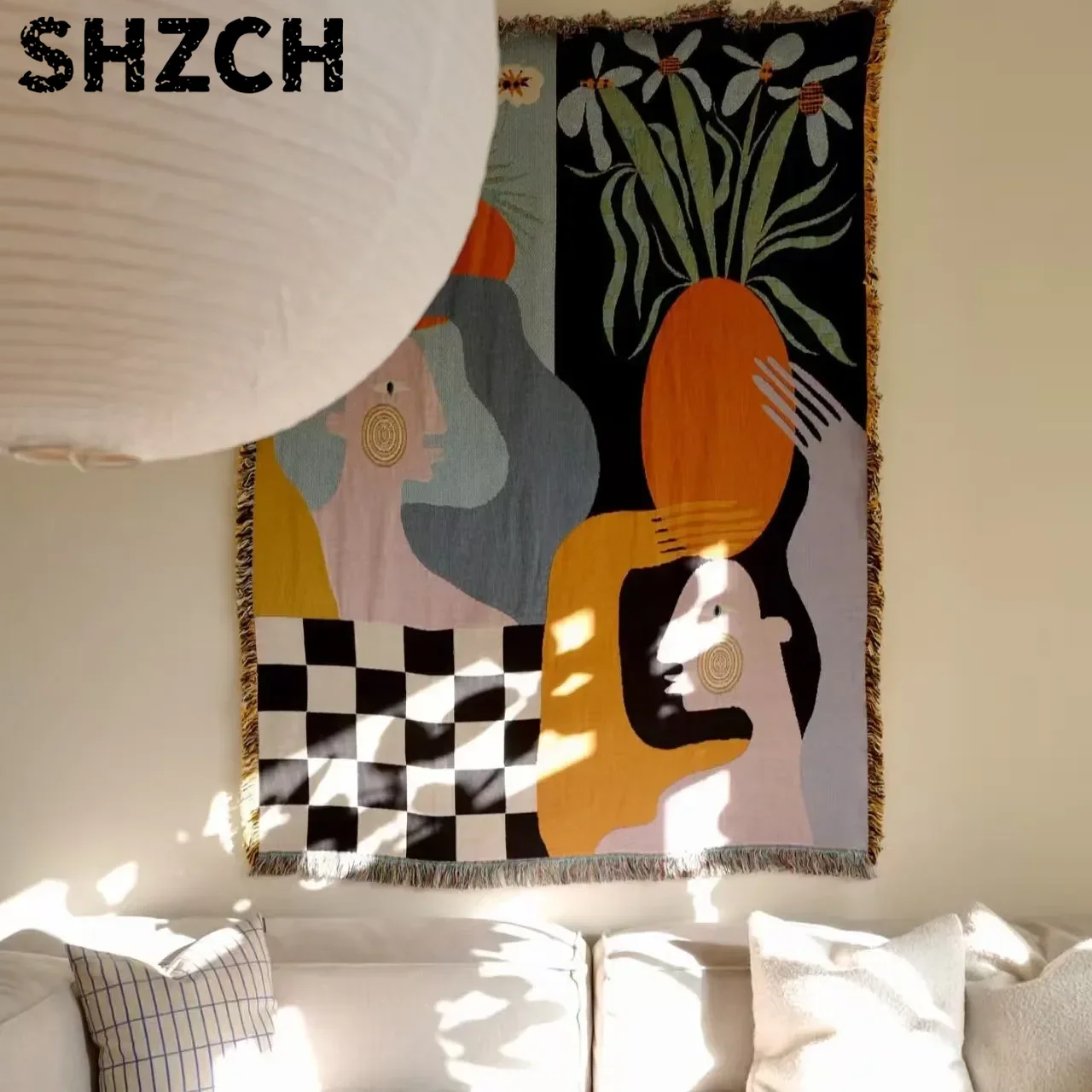Tapeçaria de arte abstrata mod - Boho Throw Blanket Fringe avaliação e preço